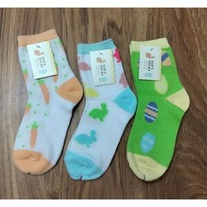 Kid's Socks Easter Socks 3 Pair Size 7-8.5 NEW bunny Easter egg carrots